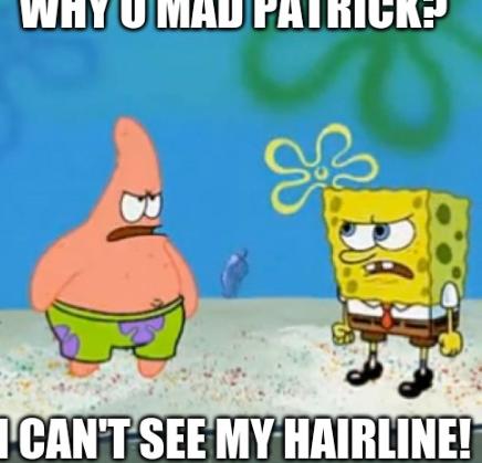 WI
MAD PATRICK?
I CAN'T SEE MY HAIRLINE!