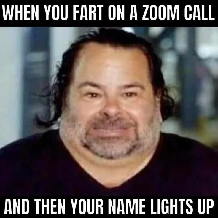 WHEN YOU FART ON A ZOOM CALL
AND THEN YOUR NAME LIGHTS UP