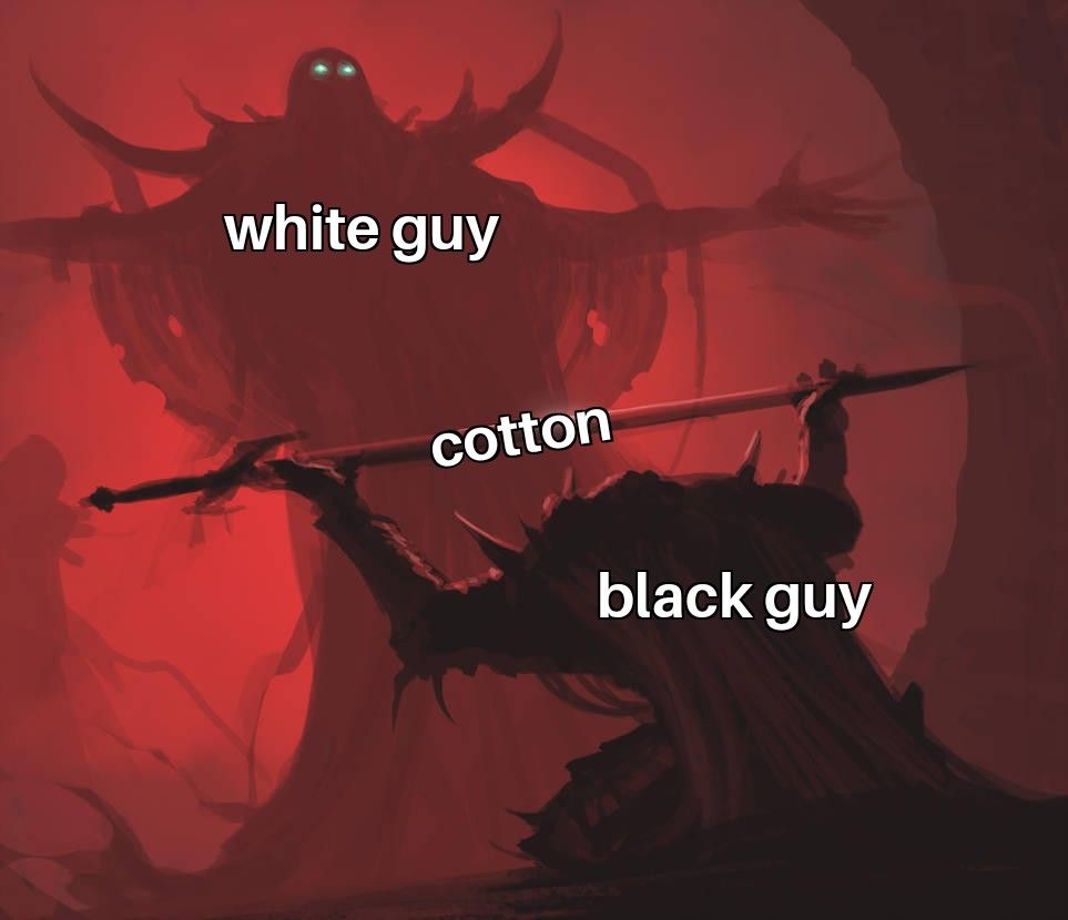 white guy
cotton
black guy